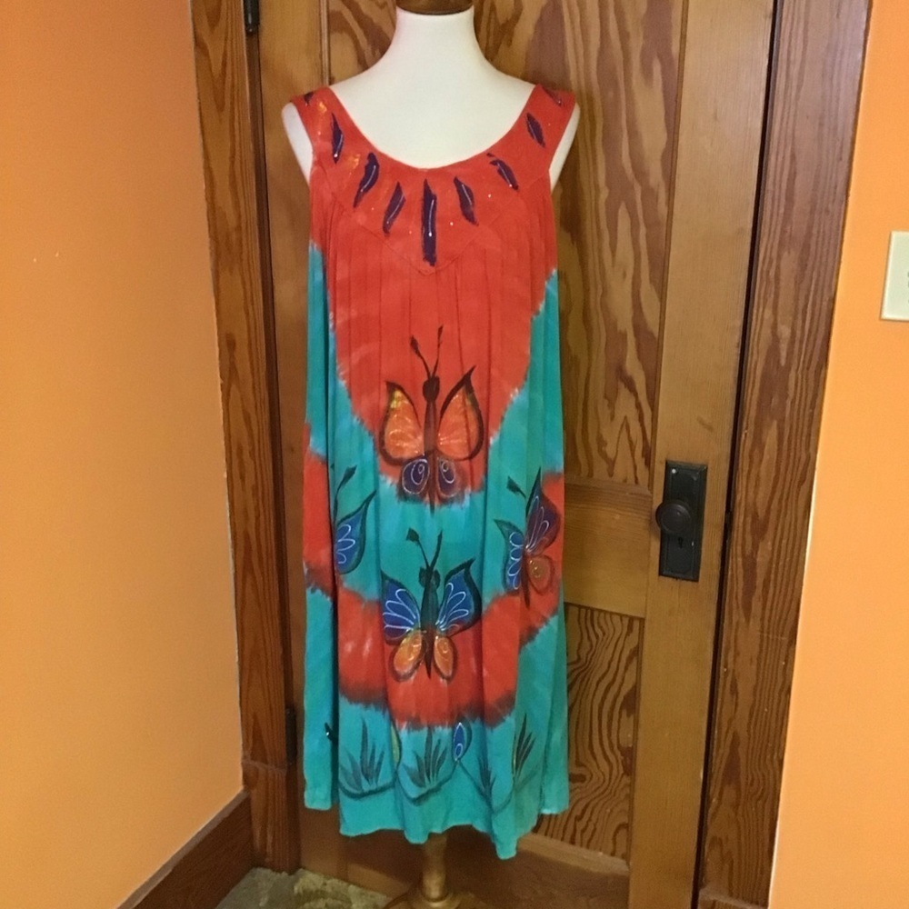 Vintage 90s butterfly mumu dress - Picture 4 of 8